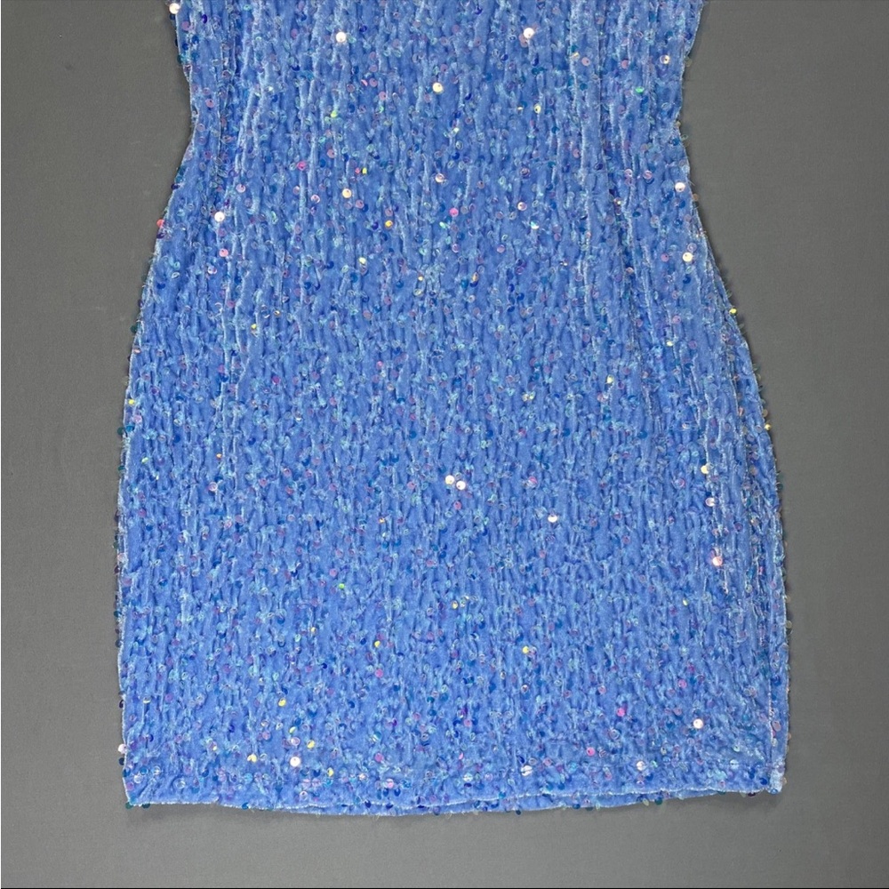 Lucy In The Sky Iridescent Sequin Bodycon Dress Baby Blue Home Coming Dress Sz M - Picture 6 of 14